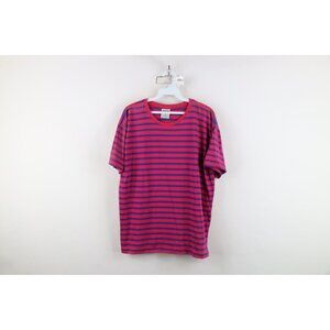 Vtg 90s Streetwear Womens Medium Faded Striped Color Block Short Sleeve T-Shirt
